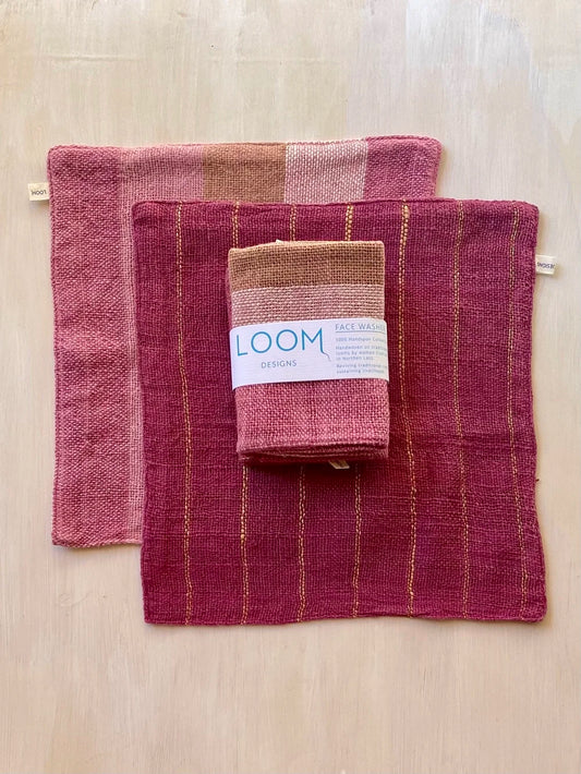 Face Washers 2 PK - Pink & Dark Cotton /Pink Marigold Stripe