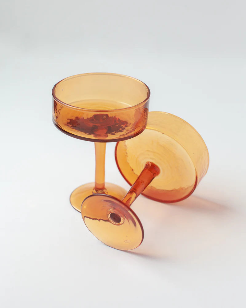 Handblown Hammered Coupe Cocktail Glass Pair image 5