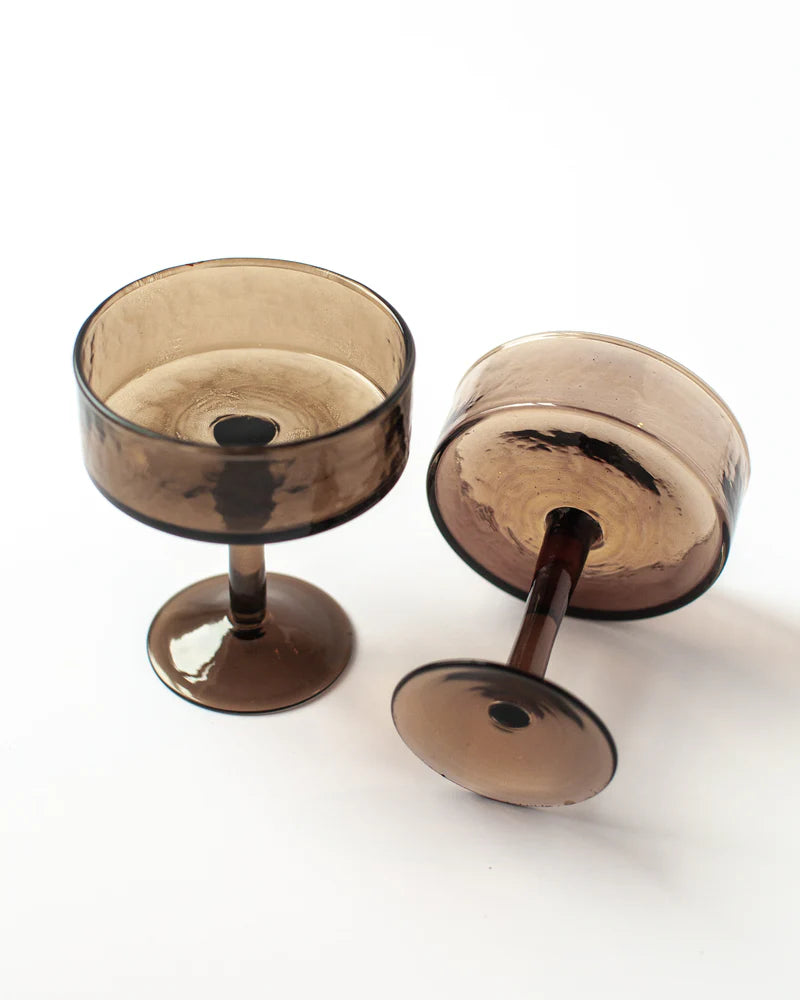 Handblown Hammered Coupe Cocktail Glass Pair image 1