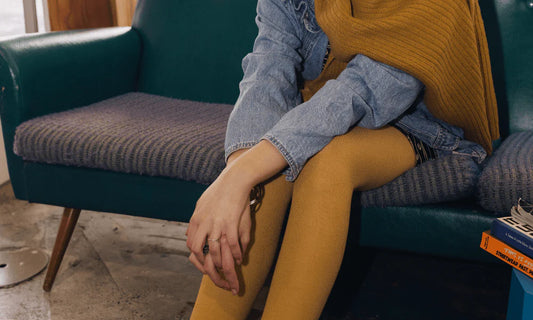 Merino Wool Textured Knit Tights | Woman | Mustard image 1
