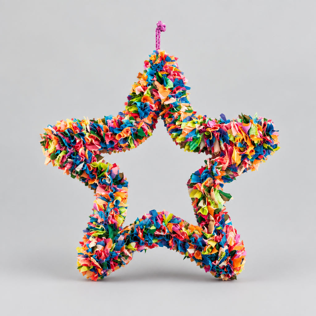 Recycled Sari Wreath Large Multicolour Star