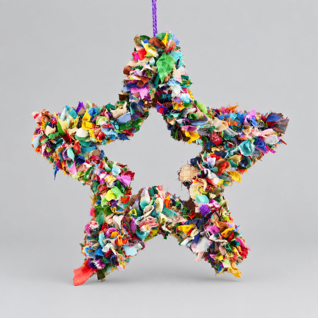 Recycled Sari Wreath Multicolour Star