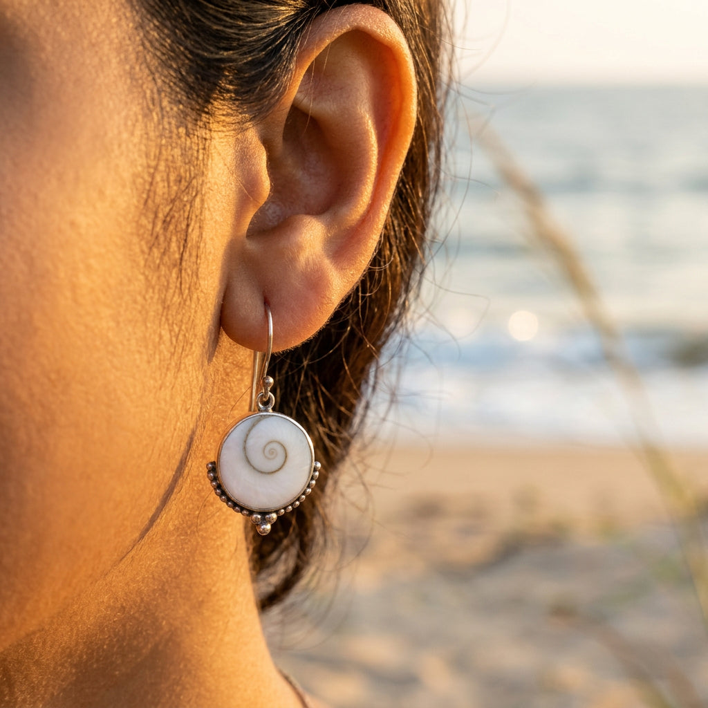 Shiva Shell Earrings .925 Sterling SIlver
