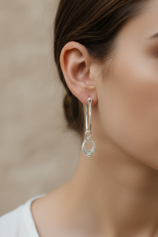 Nalini Hoops Silver Plated