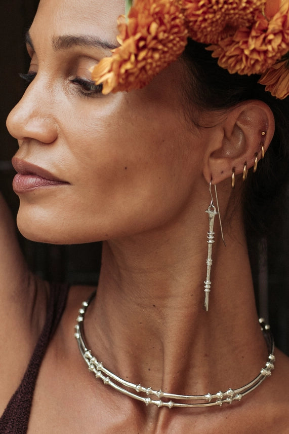 Nia Earrings White Brass
